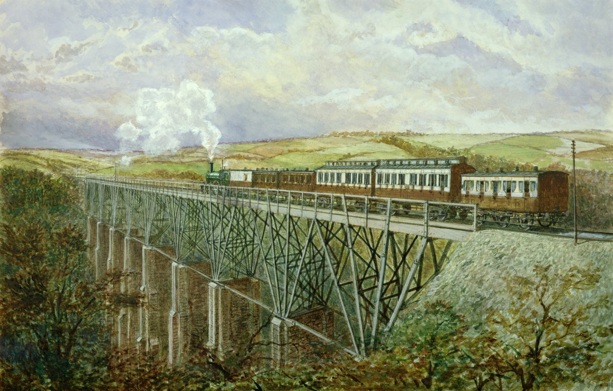 コーンウォール鉄道、ゴバー高架橋（紙にトイレ） 作： H.ジーチ