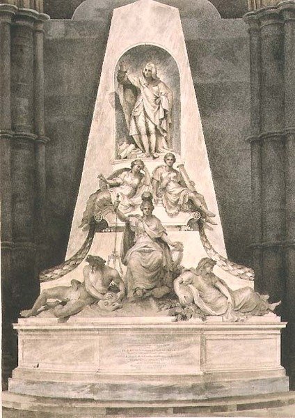 ウィリアムソンとトーマス・サザーランドが彫刻し、ルドルフ・アッカーマン（1764-1834）が出版した「ウェストミンスター寺院」のプレートI「チャタム卿の墓」1812年（アクアチント）。 作： H.（後）Villiers
