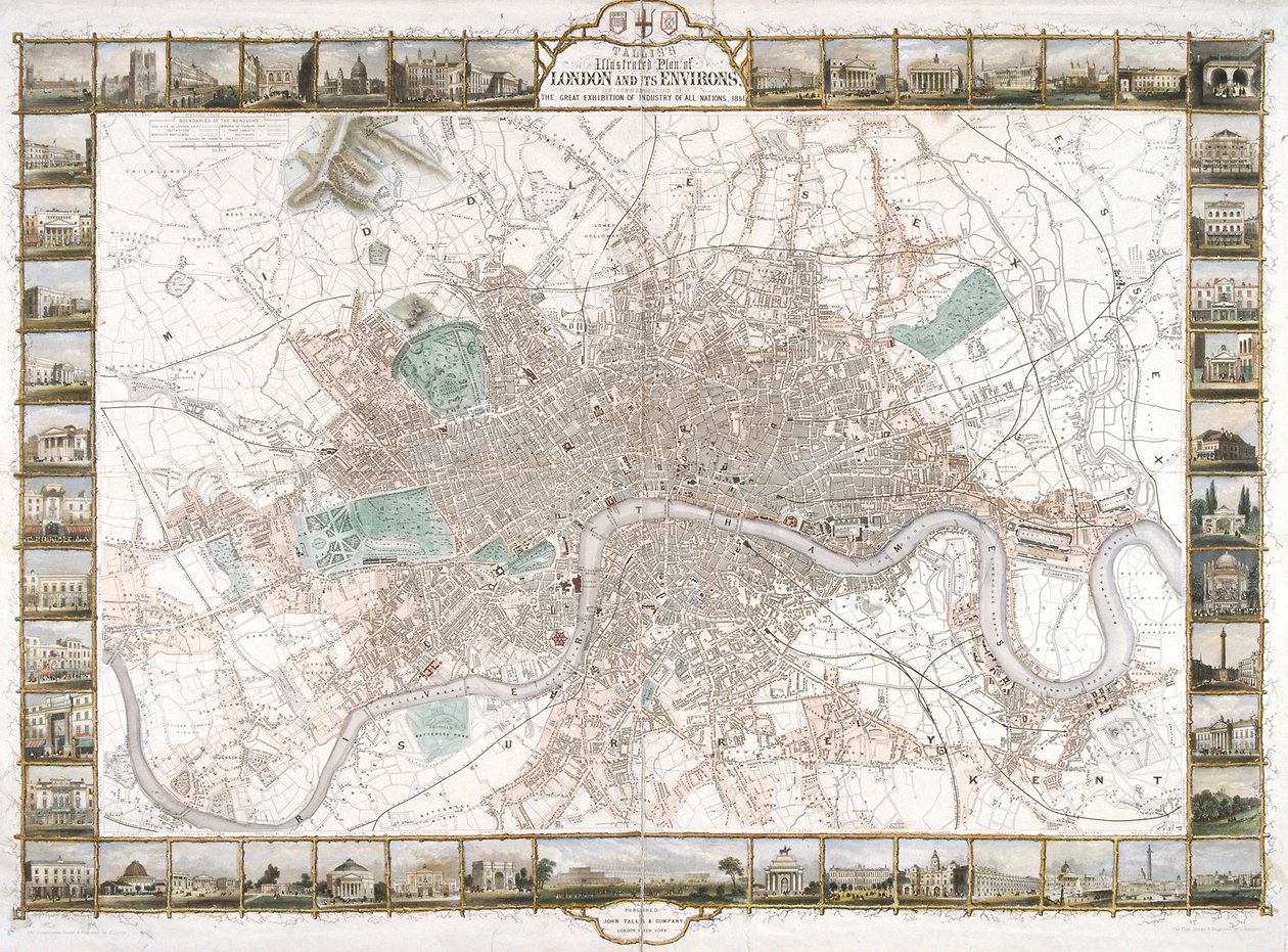ロンドンの地図、1851 年 作： Hレイシー