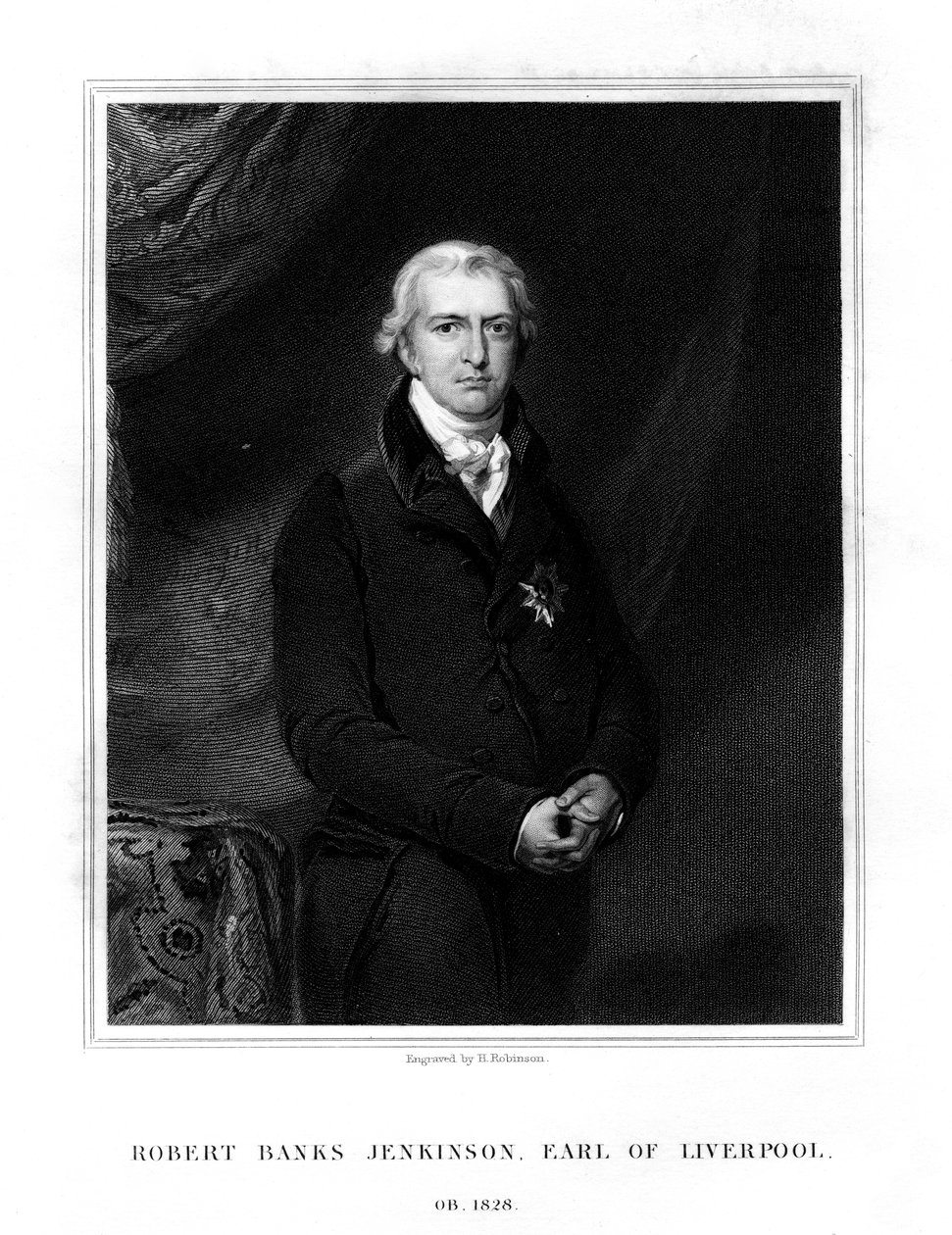 ロバートバンクスジェンキンソン、2番目のリバプール伯爵、イギリス首相、1834年。 作： H.ロビンソン