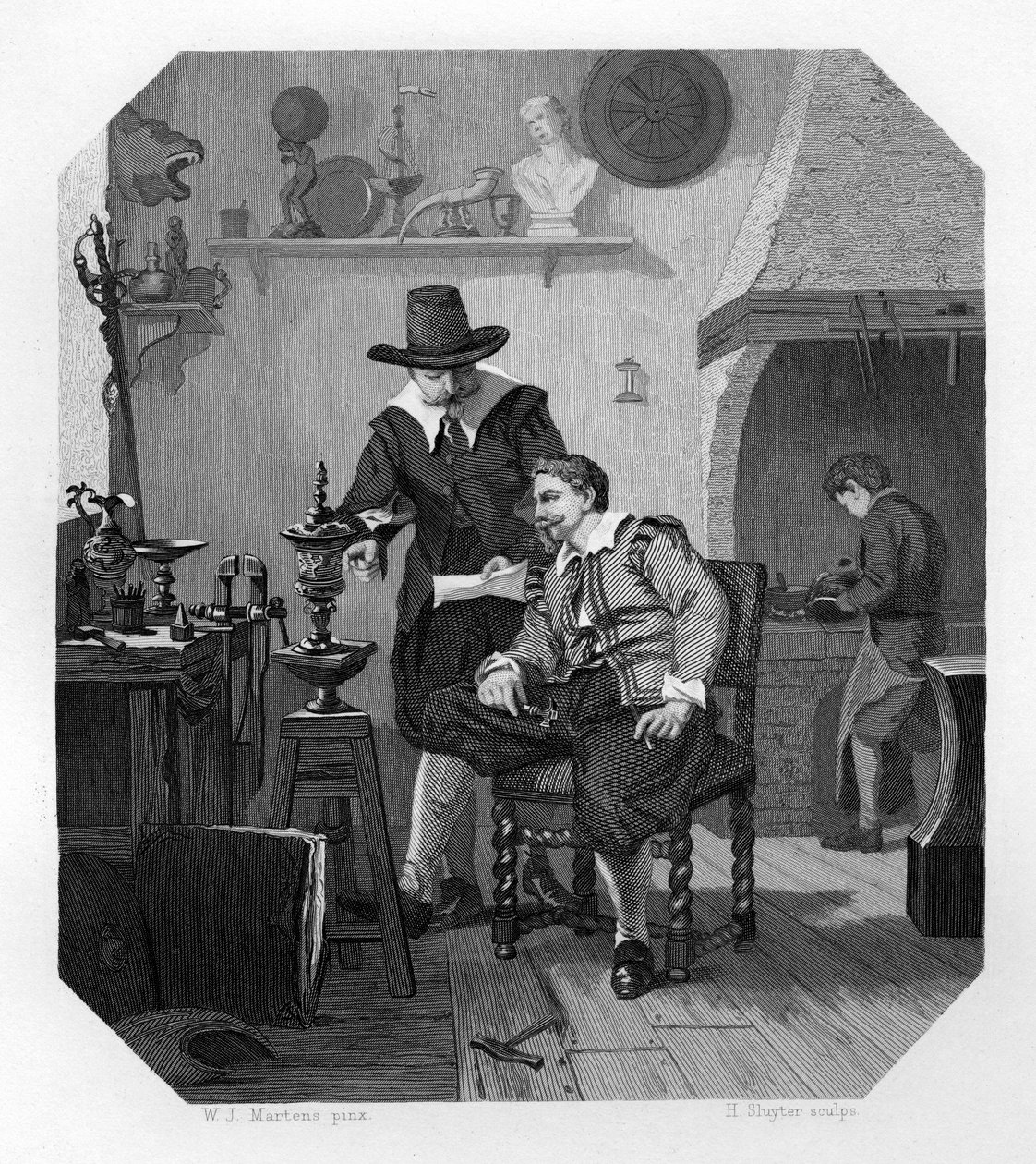 パウルスとアダムファンヴィアネン、オランダの銀細工師、c1870 作： H.スルイター