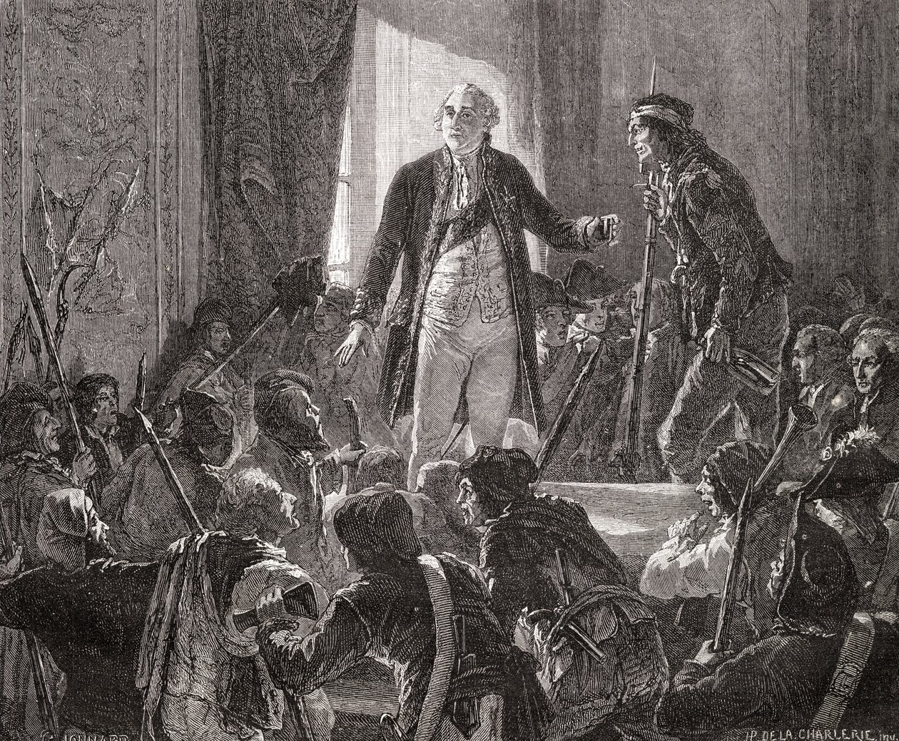 1792年6月20日、ルイ16世王（1754-93年）は国民の健康への飲み物 作： H・ド・ラ・シャルレリー