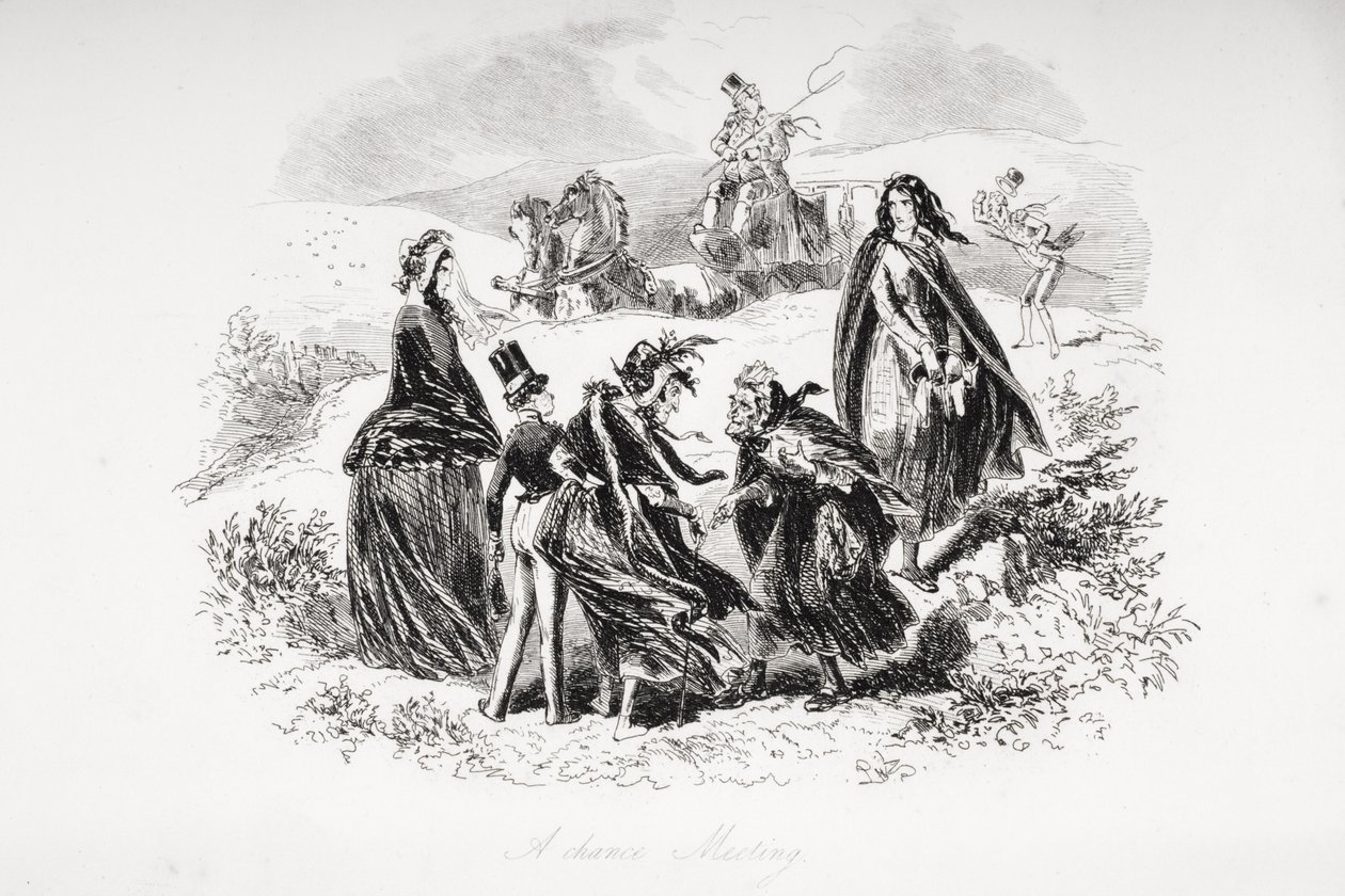 偶然の出会い、チャールズディケンズ（1812-70）による「ドンビーと息子」のイラスト、1848年に初公開 作： ハブロナイト・ブラウン