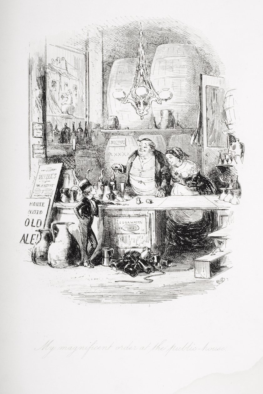公邸での壮大な注文、チャールズディケンズ（1812-70）による「David Copperfield」のイラスト、1850年に初公開 作： ハブロナイト・ブラウン