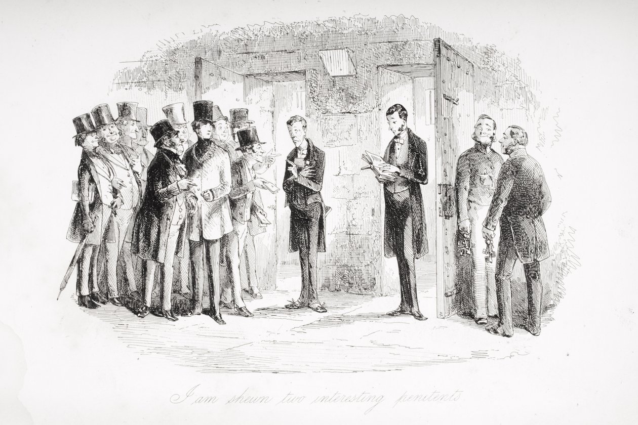 チャールズ・ディケンズ（1812-70）による「David Copperfield」のイラストが最初に公開された1850年の2つの興味深い悔い改めを示す 作： ハブロナイト・ブラウン