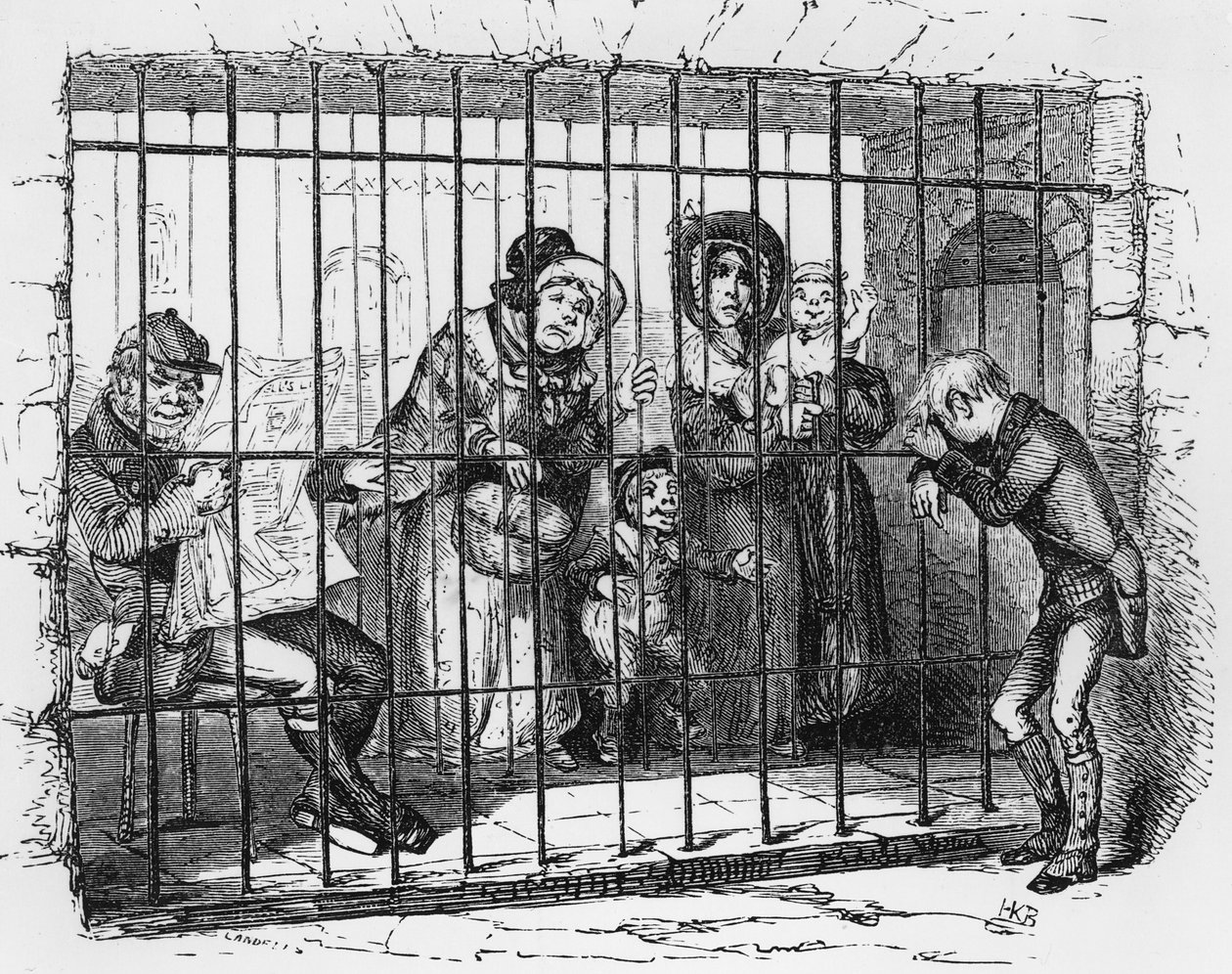刑務所のキット、チャールズディケンズの「古い好奇心ショップ」からのイラスト、1841 作： ハブロナイト・ブラウン