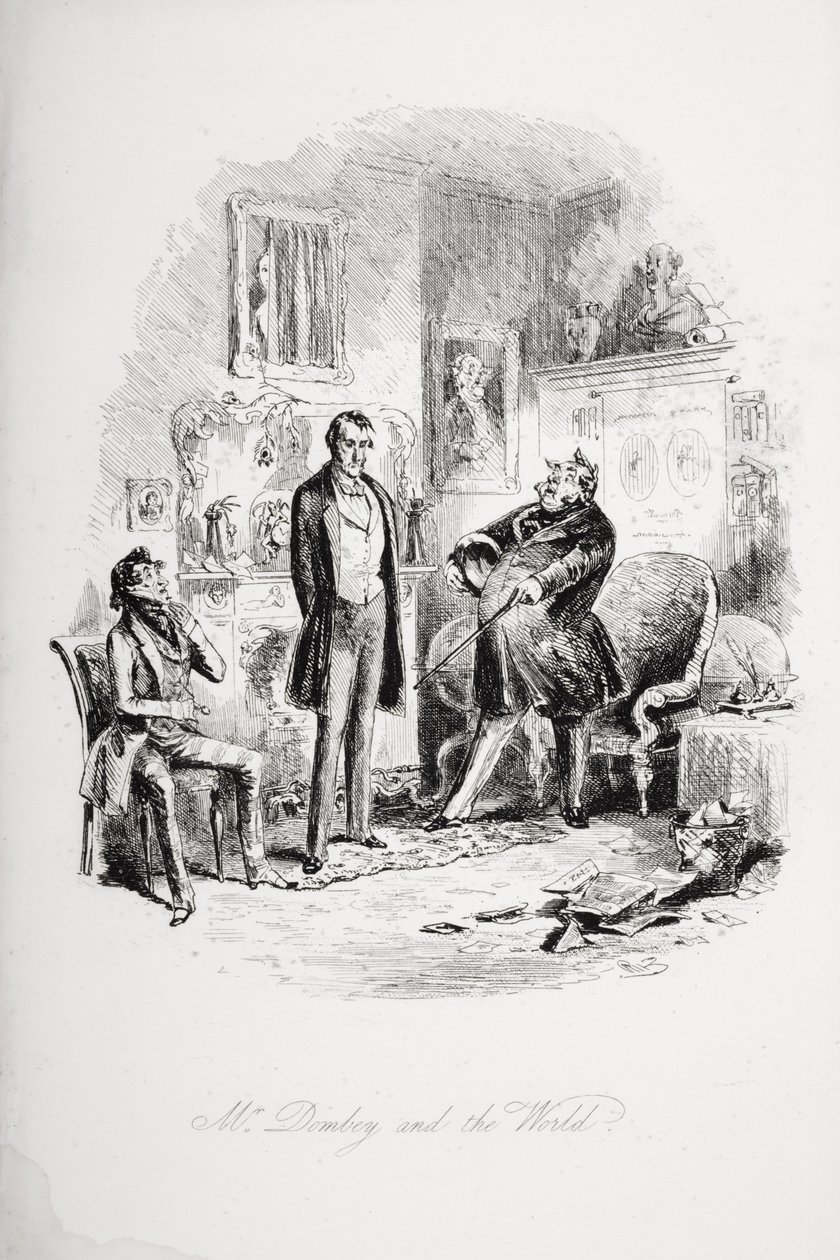 ドンビー氏と世界、チャールズ・ディケンズ（1812-70）による「ドンビーと息子」のイラスト、1848年に初公開 作： ハブロナイト・ブラウン