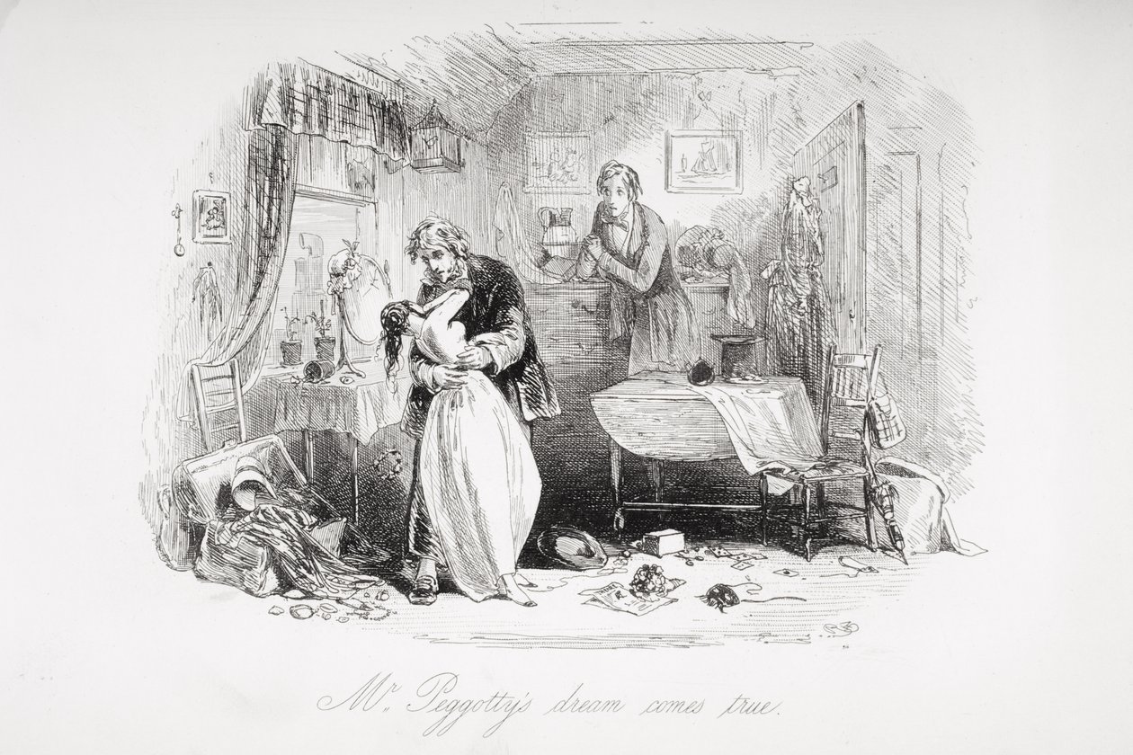 ペゴティ氏の夢がかなった、チャールズディケンズ（1812-70）の「David Copperfield」のイラスト1850年に初公開 作： ハブロナイト・ブラウン