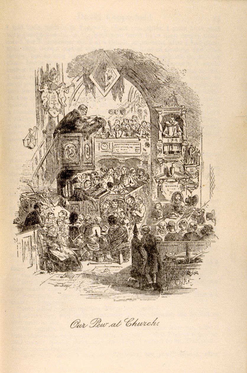 Charles Dickens（1812-70）の「David Copperfield」からの「Our Pew at Church」 作： ハブロナイト・ブラウン