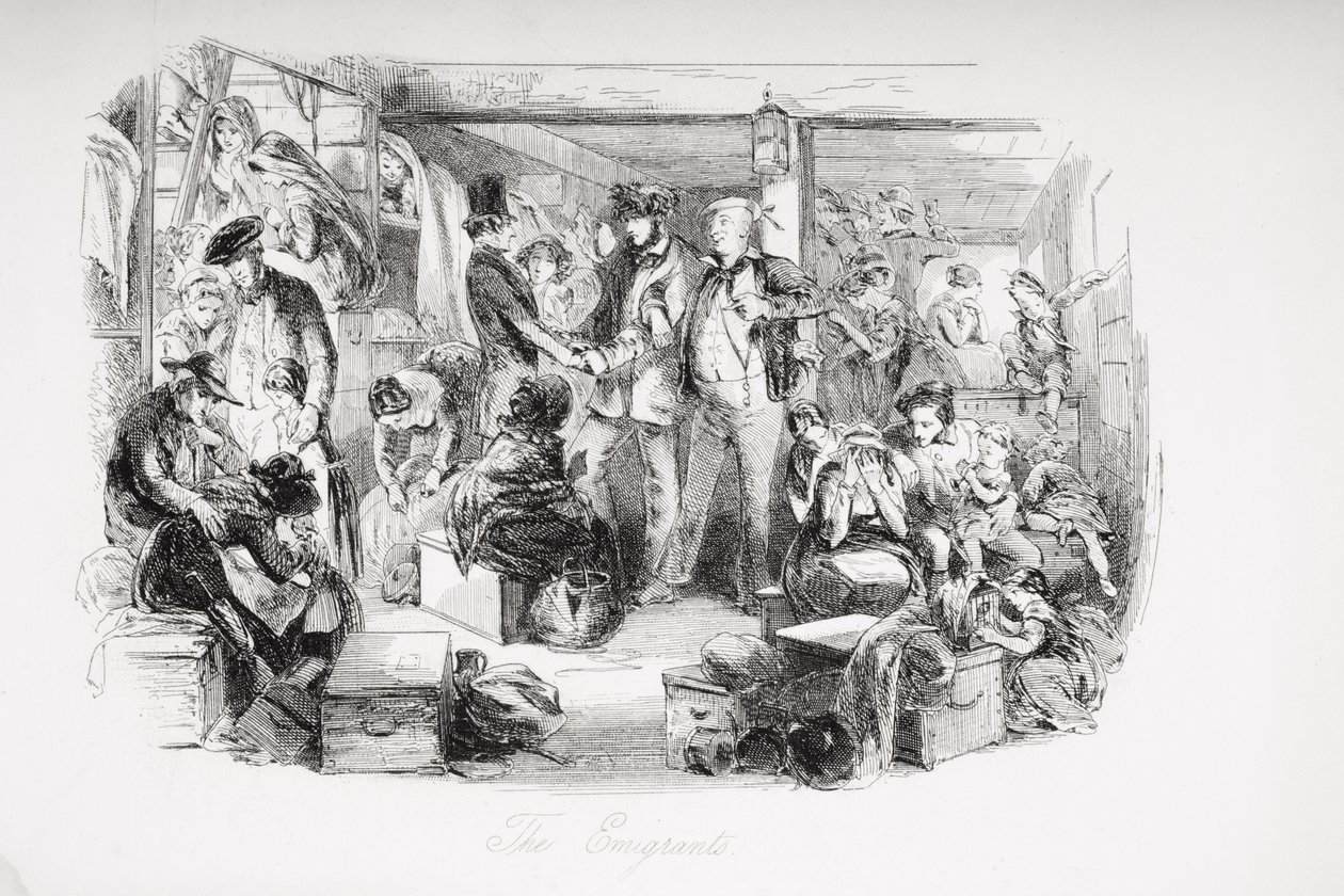 移民、チャールズ・ディケンズ（1812-70）による &39;David Copperfield&39;のイラスト、1850年（リソ）で初公開 作： ハブロナイト・ブラウン
