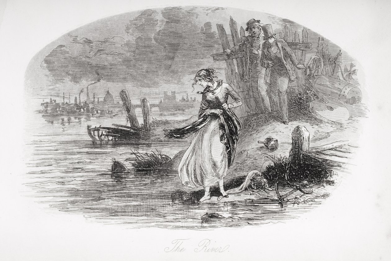 チャールズディケンズ（1812-70）の「David Copperfield」のイラスト、1850年に初めて公開された川 作： ハブロナイト・ブラウン