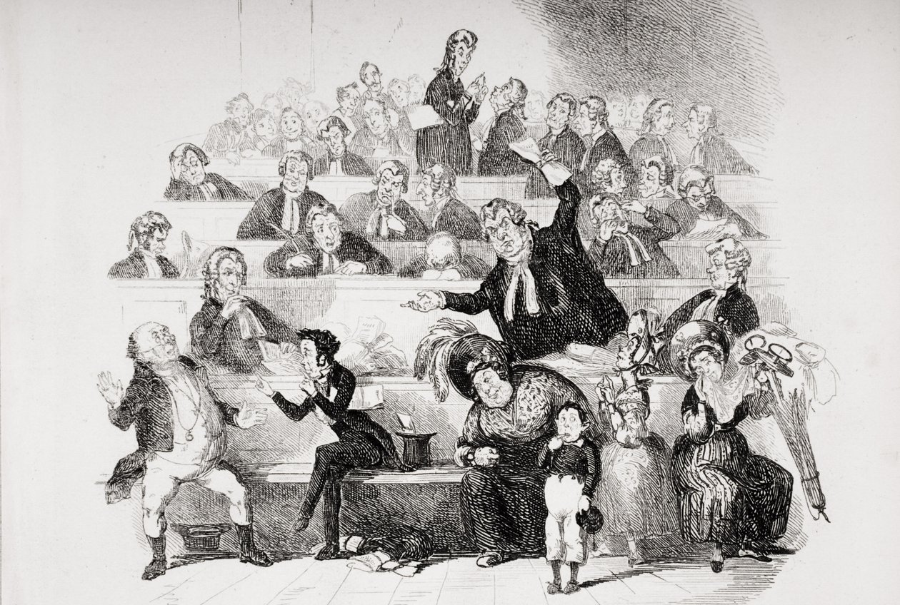トライアル、チャールズディケンズの「The Pickwick Papers」（1812-70）のイラスト、1837年発行（259104も参照） 作： ハブロナイト・ブラウン