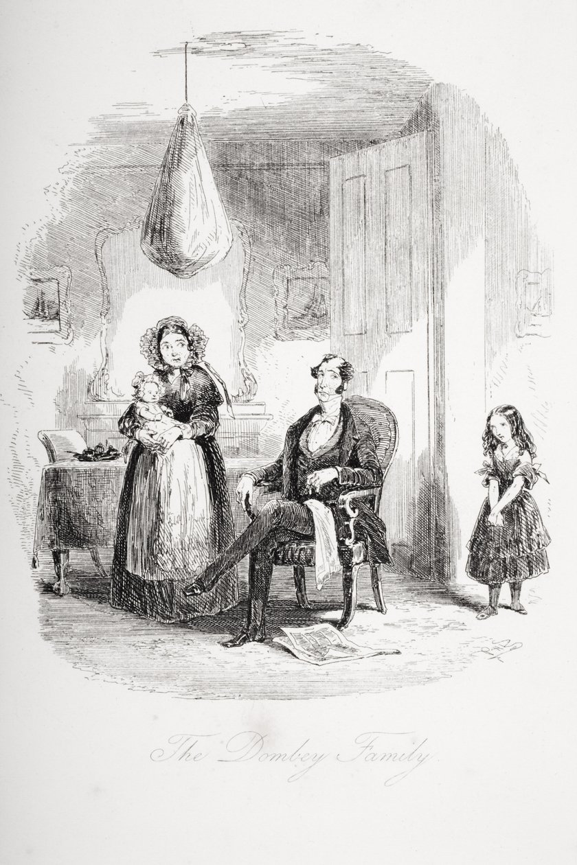 Dombey Family、Charles Dickens（1812-70）によるDombey and Sonのイラスト、1848年に初公開 作： ハブロナイト・ブラウン