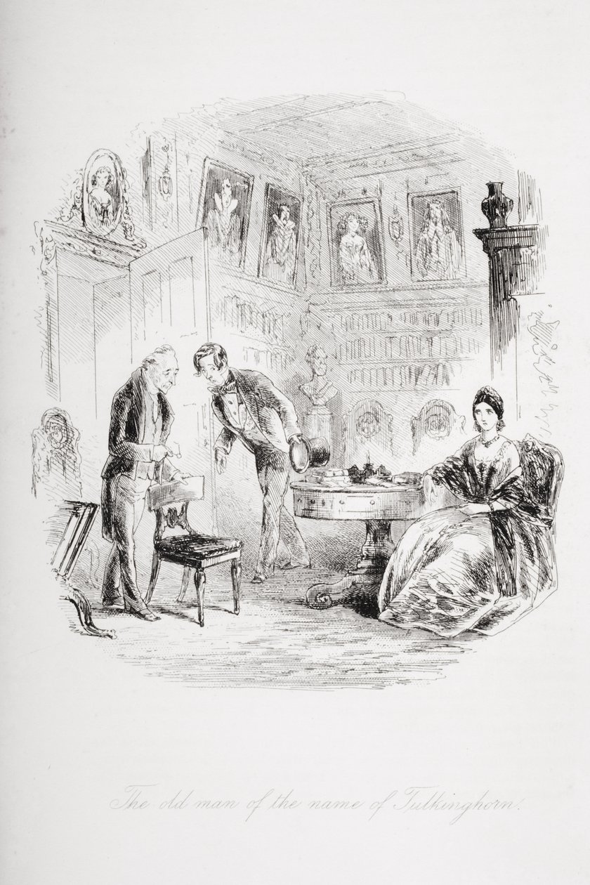 チャールズ・ディケンズ（1812-70）による「ブリークハウス」のイラストTulkinghornという名前の老人が1853年に出版した 作： ハブロナイト・ブラウン