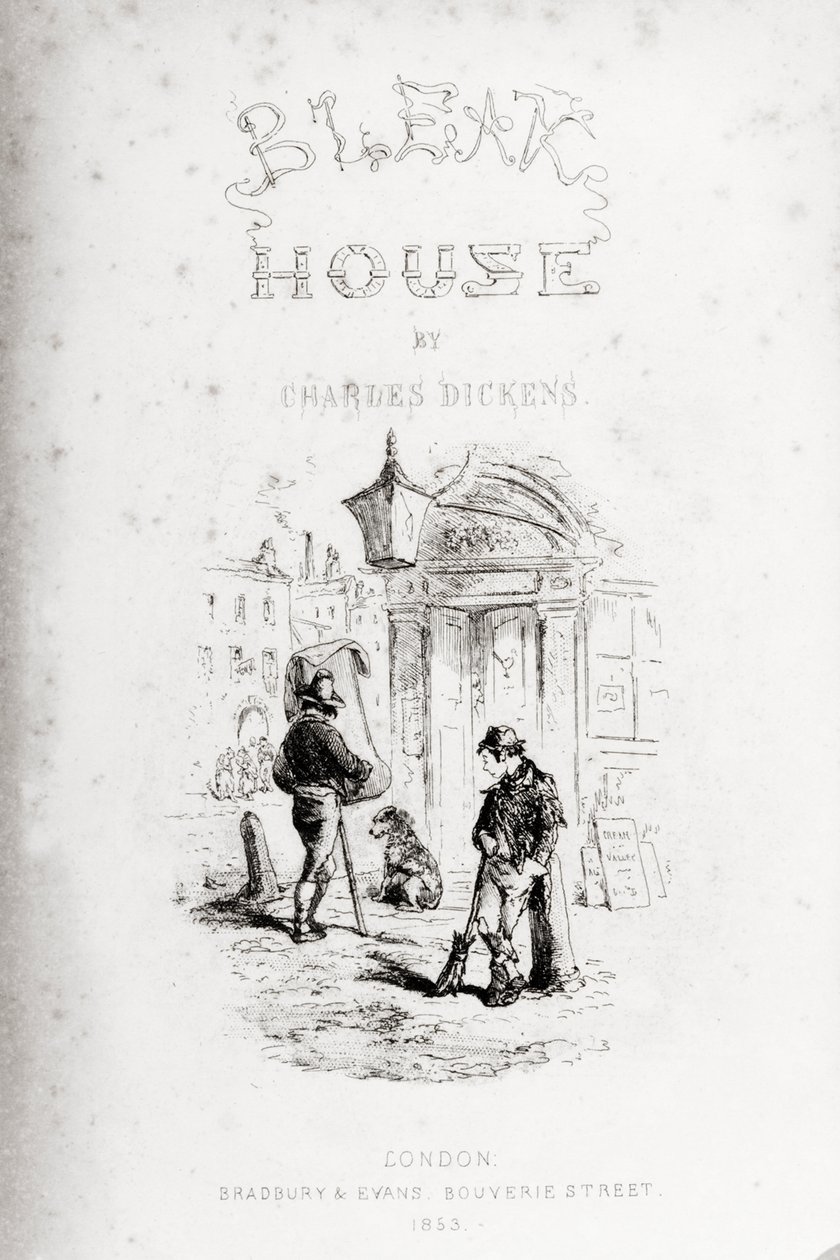 Charles Dickens（1812-70）による「Bleak House」のタイトルページが1853年に公開 作： ハブロナイト・ブラウン