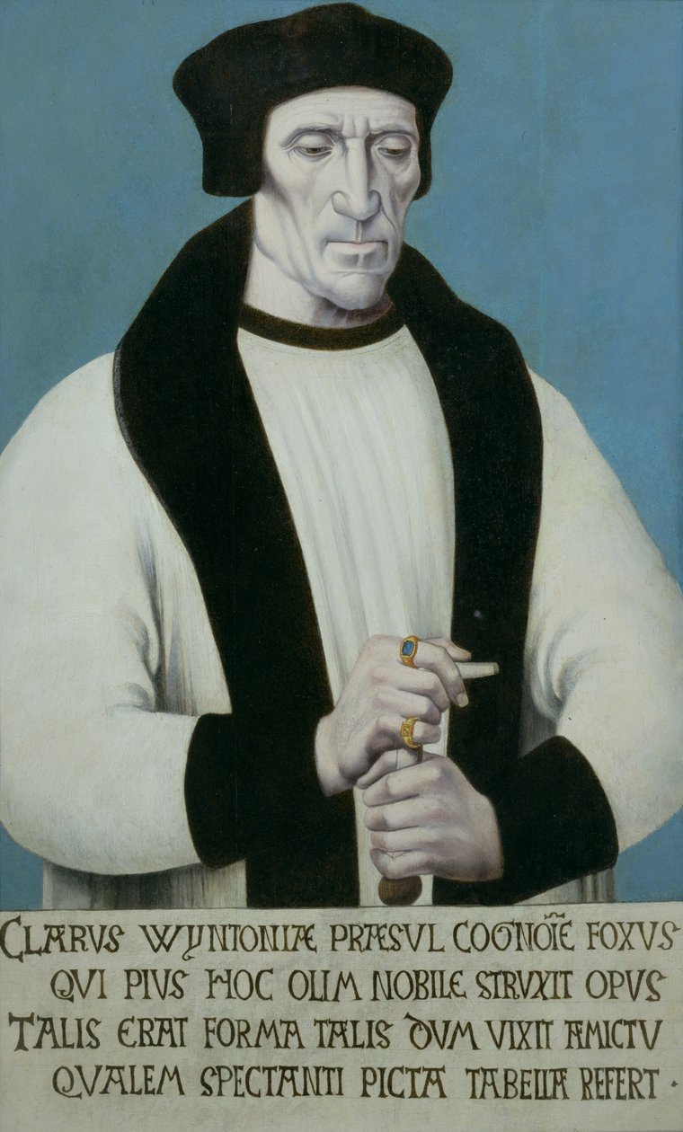 リチャードフォックスまたはフォックス（c.1448-1528）の肖像ヘンリー7世とヘンリー8世の公爵領シールであるウィンチェスターの司教、オックスフォード1530年代のコーパスクリスティ大学の創設者 作： ハンス・コルバス