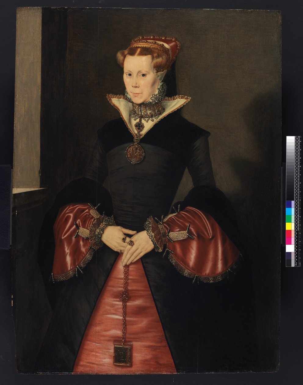 エドワード6世の宮廷からの不明な女性（おそらくジェーングレイ）c.1550-55 作： ハンス・エワース