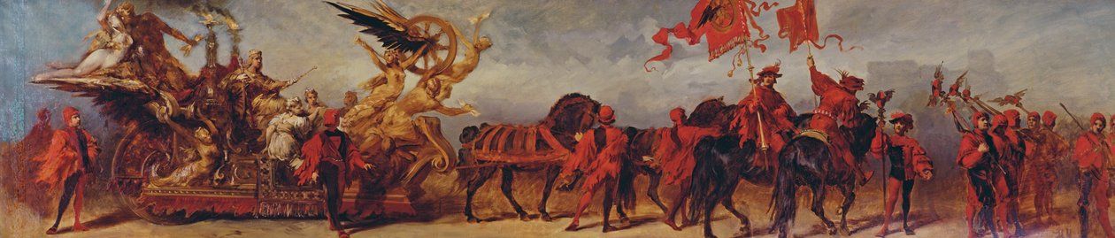 フランツジョセフ皇帝のジュビリー行列の設計：1879年の鉄道労働者 作： ハンス・マカート