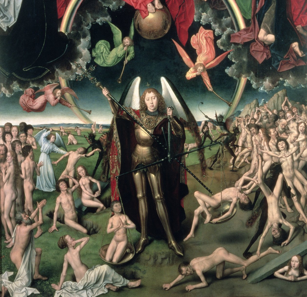 The Last Judgement、1473 oil on panel detail of 144071 作： ハンス・メムリンク