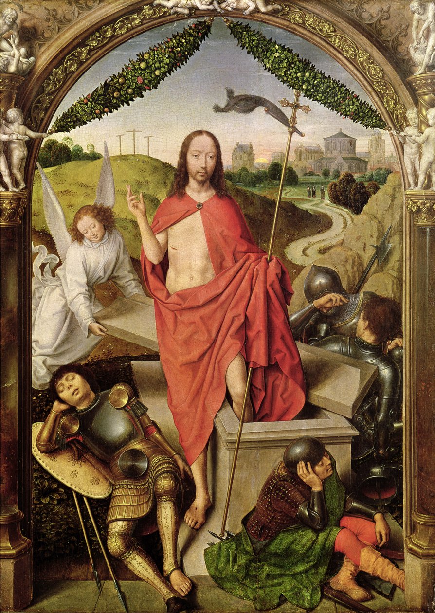 復活、復活の三連祭壇画、c.1485-90の中央パネル 作： ハンス・メムリンク