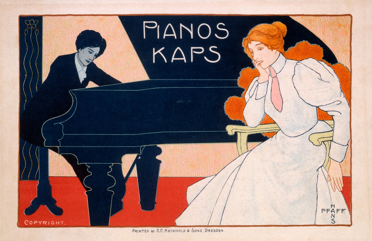 Kaps Pianos、1890年代の広告 作： ハンス・プファフ