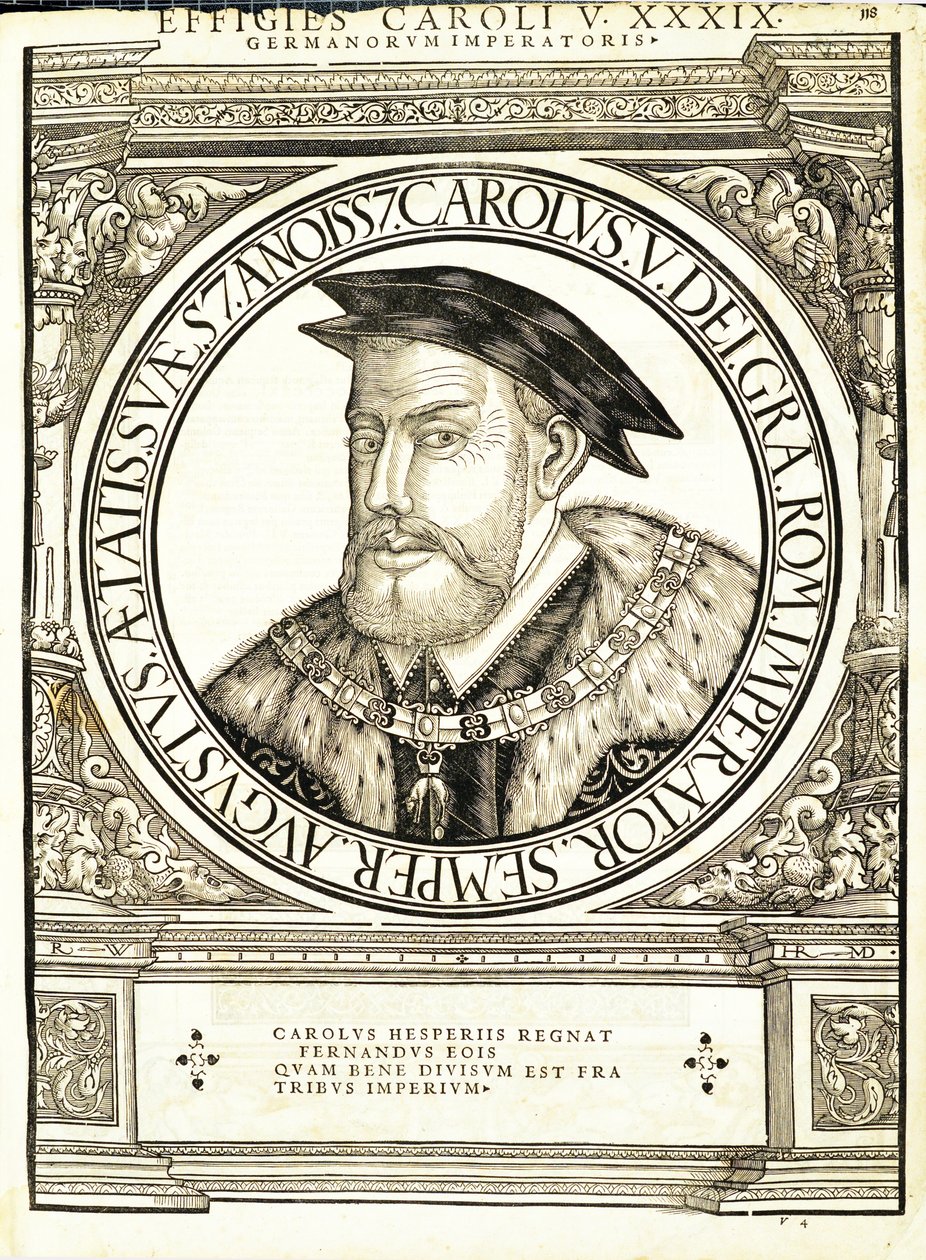 チャールズ5世、ローマの東西の指揮官による古代硬貨の最も真実な画像、ルドルフヴィッセンバッハによる彫刻、チューリッヒアンドレアスゲスナーによる印刷1 作： ハンス・ルドルフ・マヌエルドイツ人