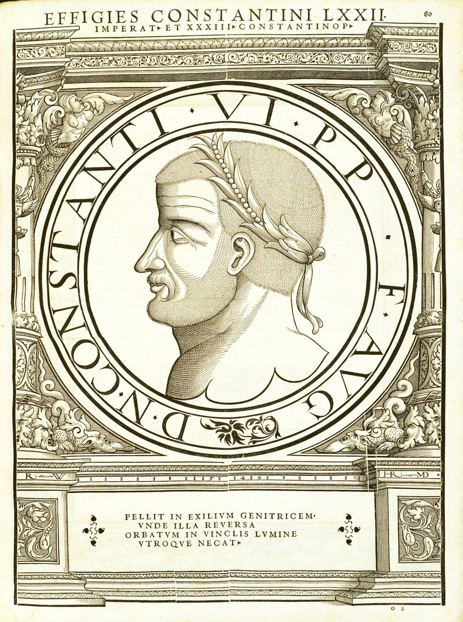 Konstantinos 6、ローマの東西の指揮官による古代硬貨の最も真実な画像からのルドルフヴィッセンバッハによる彫刻、アンドレアスゲスナー、ズット 作： ハンス・ルドルフ・マヌエルドイツ人