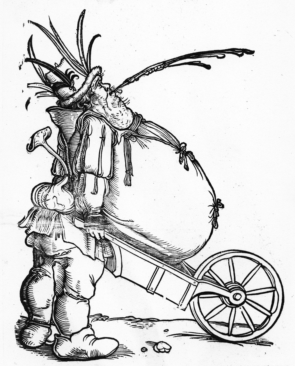 太った男と手押し車、c.1521 作： ハンス・ワイディッツ