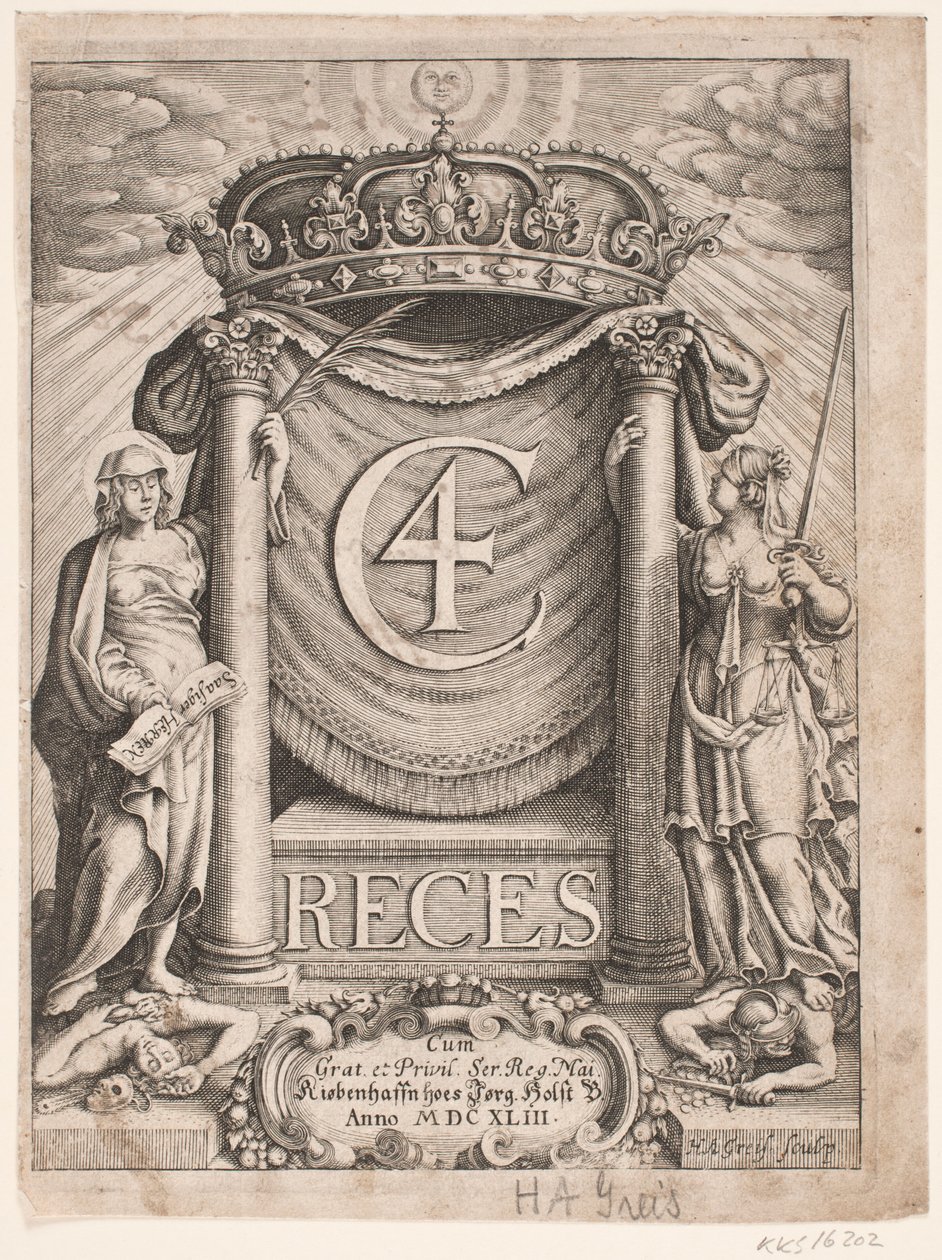 Christian IV Reces 1643のタイトルページ 作： ハンスアンドレアスグレイズ