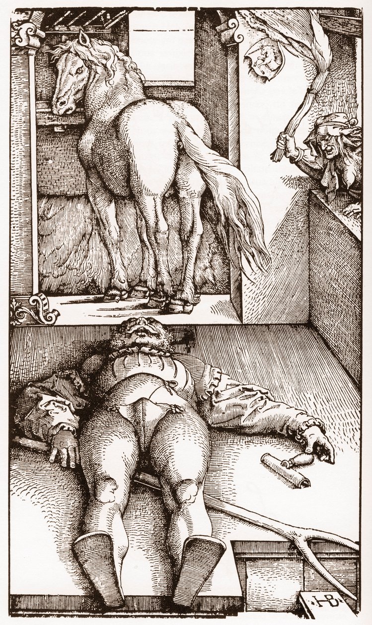 ハンス・バルドゥング・グリエン（1485-1544）による1544年頃の木版画「眠れる花婿と魔術師」-。 作： ハンス・バルダン・グリエン