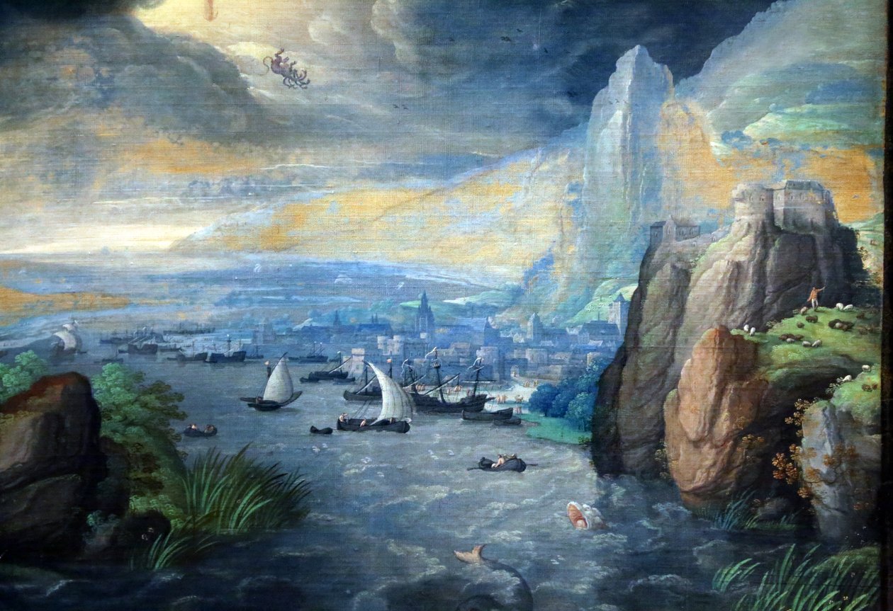 パトモス島のヨハネ福音記者を描いた幻想的な風景 作： ハンス・ボル