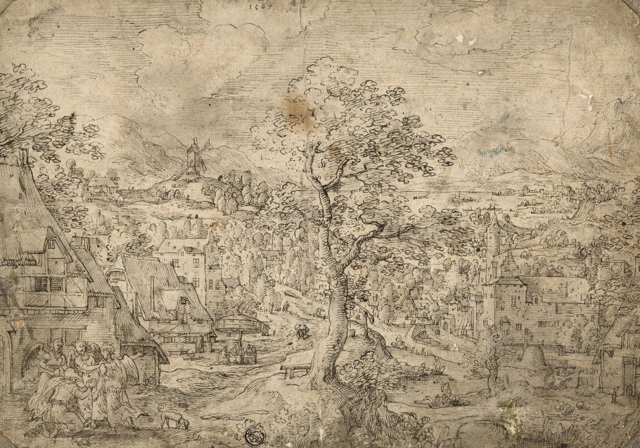 アブラハムと天使のいる風景、1567 作： ハンス・ボル