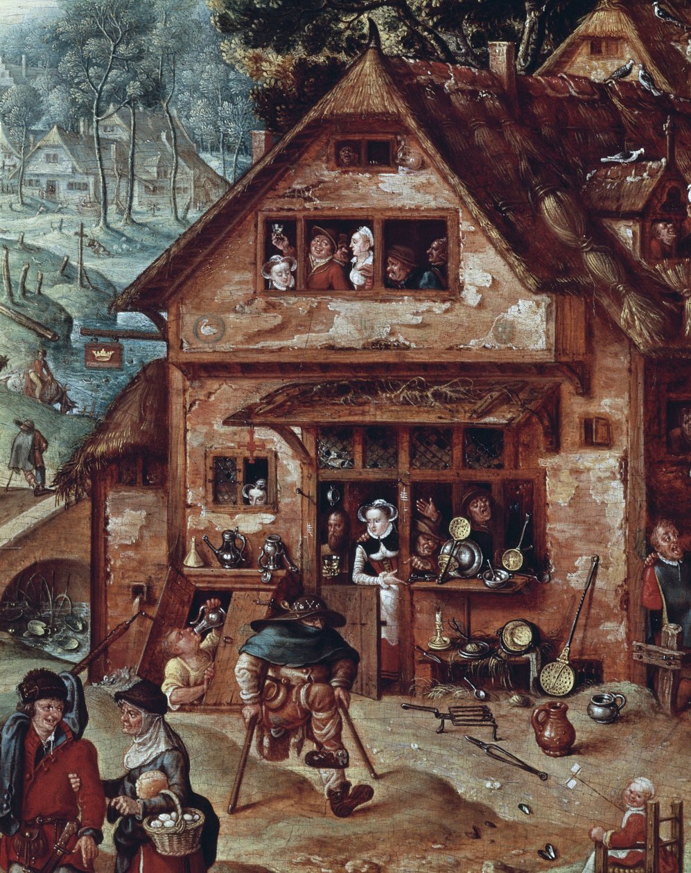 酒場、村の情景の詳細、ハンス・ボル (1534-1593) の絵画 作： ハンス・ボル