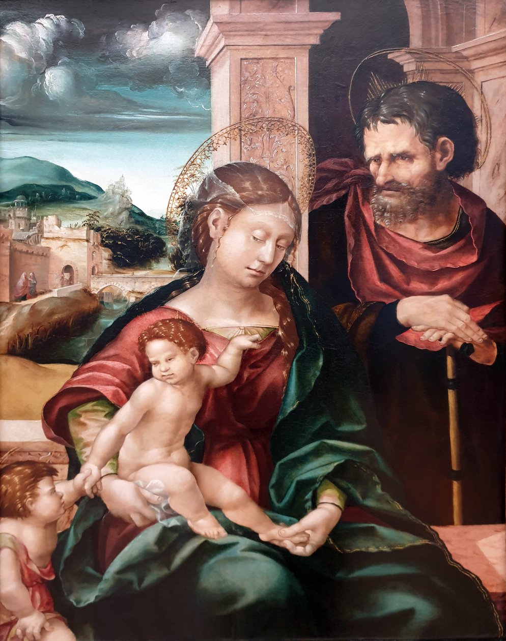 ドイツ語：Die Heilige Familie mit dem kleinen Johannes 幼い頃の洗礼者聖ヨハネと聖家族 作： ハンス・バーグクマール・ザ・エルダー