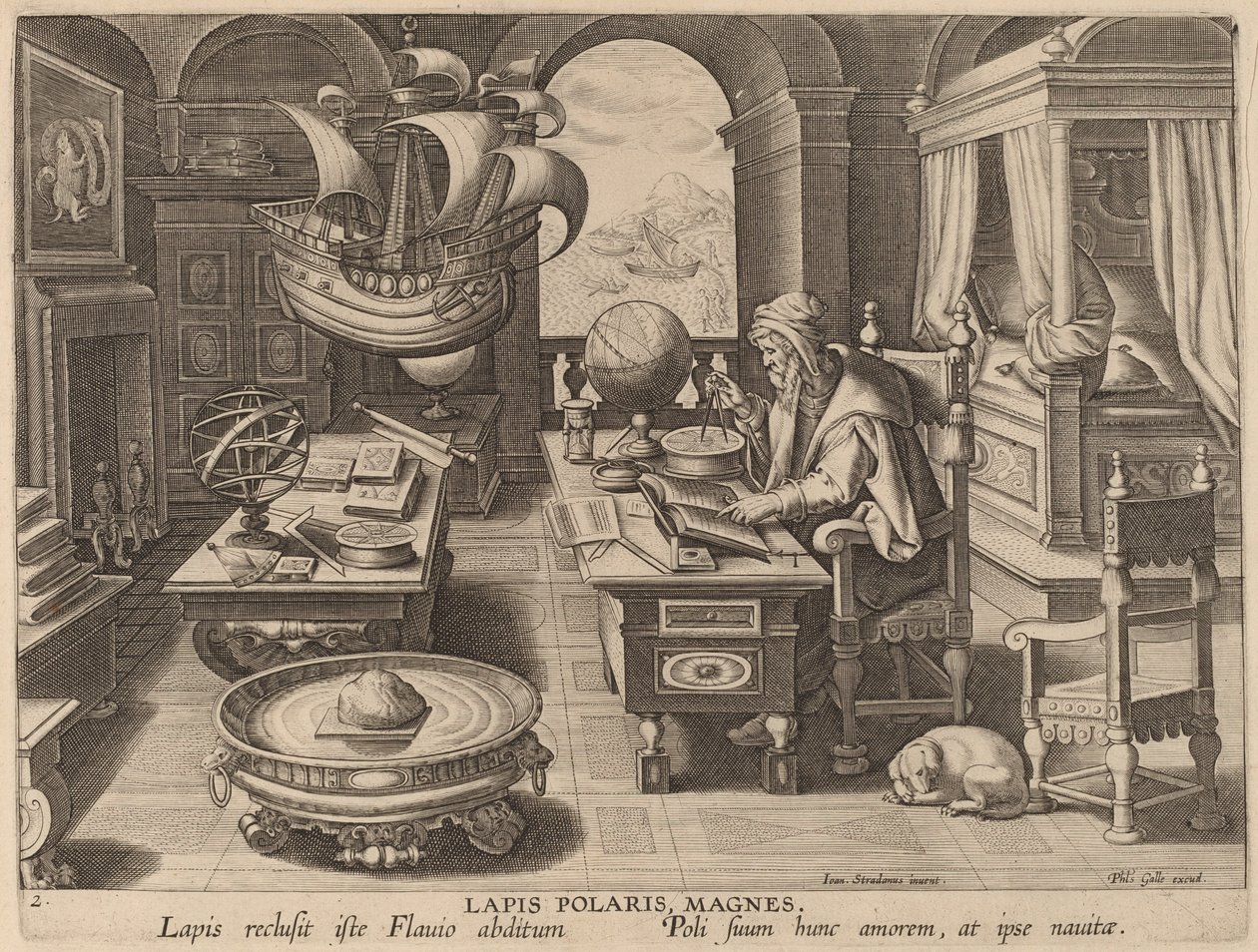 ラピス・ポラリス、マグネス (ロードストーン、マグネット) 作： Jan van derStraetの後のHansCollaert the Younger