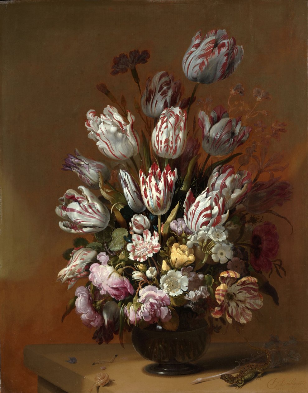 花のある静物画 1639年 作： ハンス・ギリス。ボロンジャー