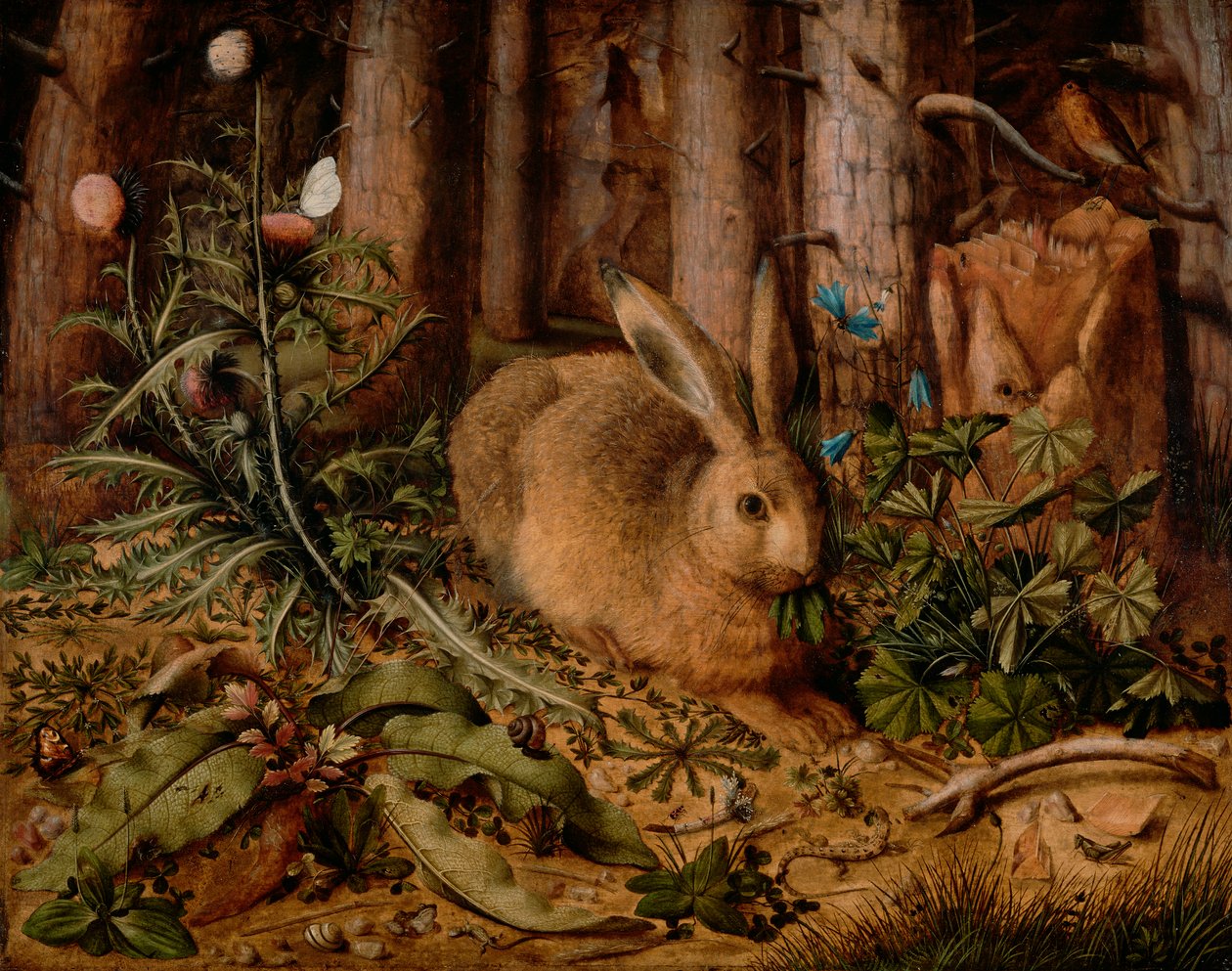 森の中のうさぎ、c。 1585（パネルに油彩） 作： ハンス・ホフマン