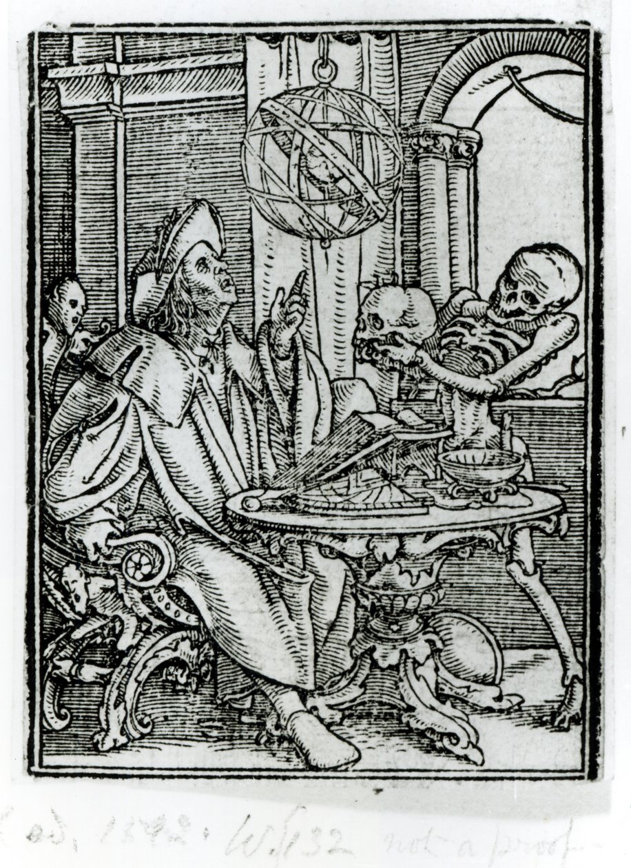 ハンス・ルツェルバーガーが刻んだ「死のダンス」の死と天文学者、1538年頃 作： ハンス・ホルバイン・ザ・ヤング