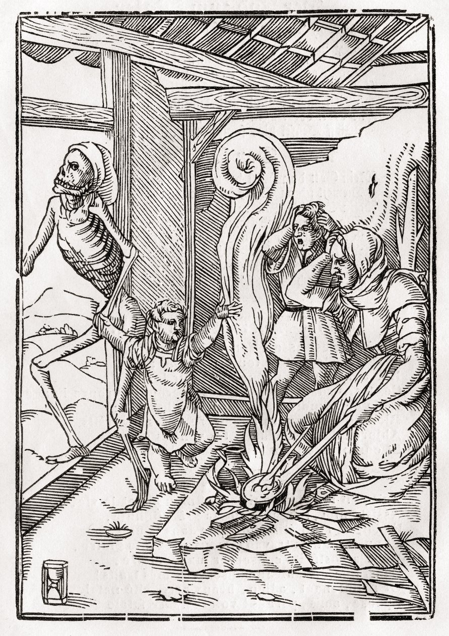 1843年にバーゼルで公開された「Der Todten Tanz」から子供のために死が訪れる 作： ハンス・ホルバイン・ザ・ヤング