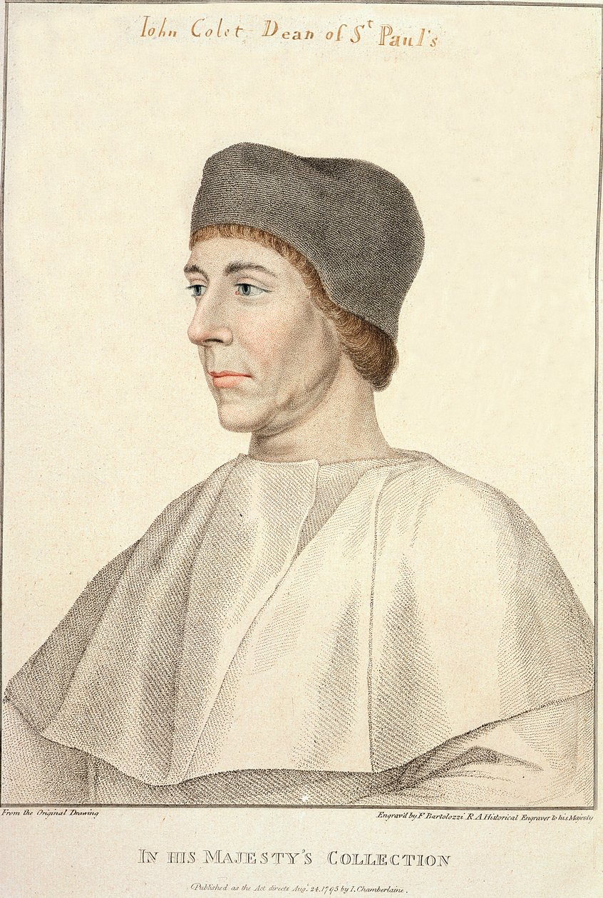 ジョン・コレット（c.1467-1519）、セントポール校長、フランチェスコバルトロッツィ（1727-1815）による彫刻 作： ハンス・ホルバイン・ザ・ヤング