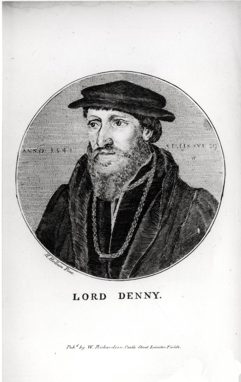 W.リチャードソンによって彫刻された、1541年のアンソニーデニー卿（1501-49）の肖像 作： ハンス・ホルバイン・ザ・ヤング