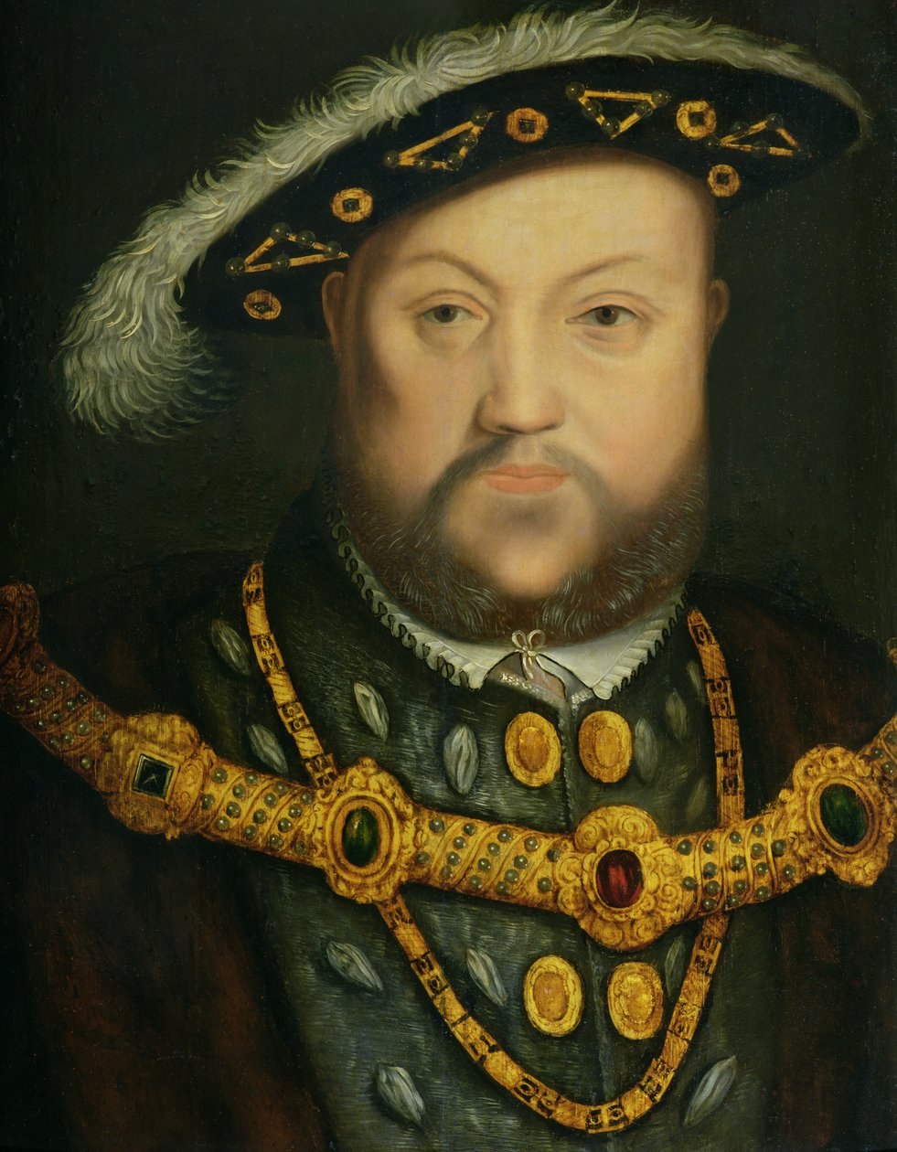 ジュエルチェーンと毛皮のローブのヘンリー8世（1491-1547）の肖像 作： ハンス・ホルバイン・ザ・エルダー