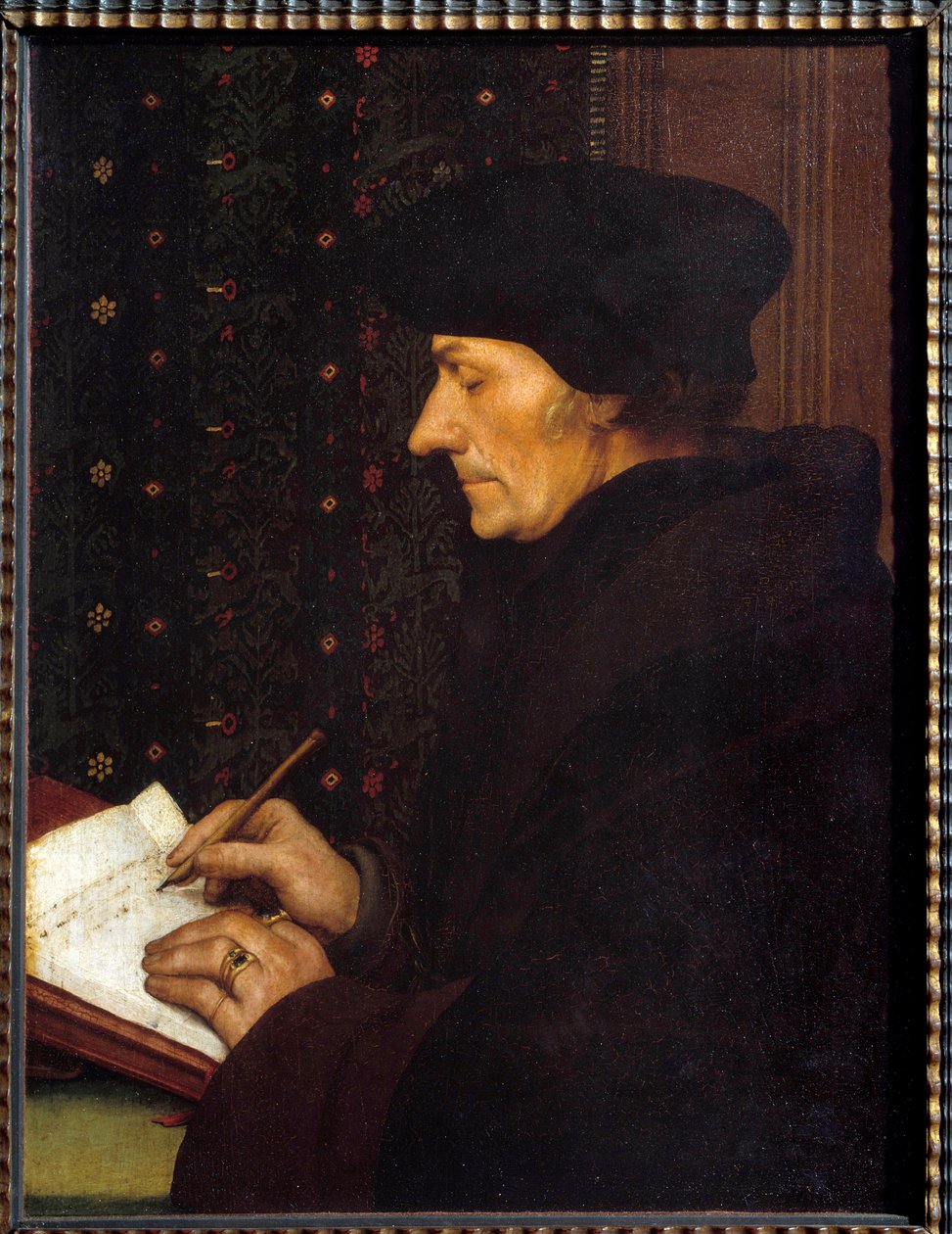 ロッテルダムのエラスムスの肖像(Desiderius Erasmus Roterdamus) 作： ハンス・ホルバイン・ザ・ヤング