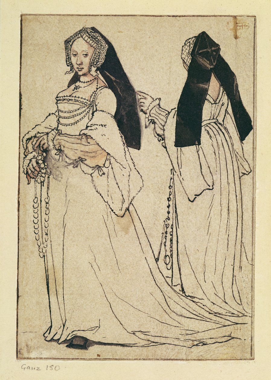 イギリスのフードを身に着けている女性の二つの見解、1528-30年頃 作： ハンス・ホルバイン・ザ・ヤング