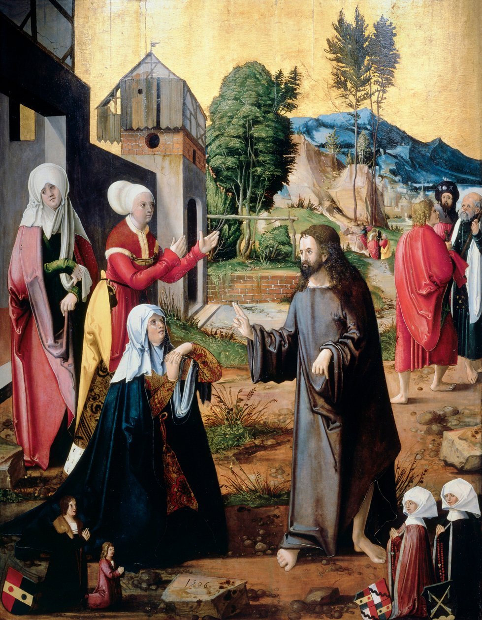 母を見送るキリスト、4人のドナーとともに 作： ハンス・ショイナール（attr。To）Schaufelein