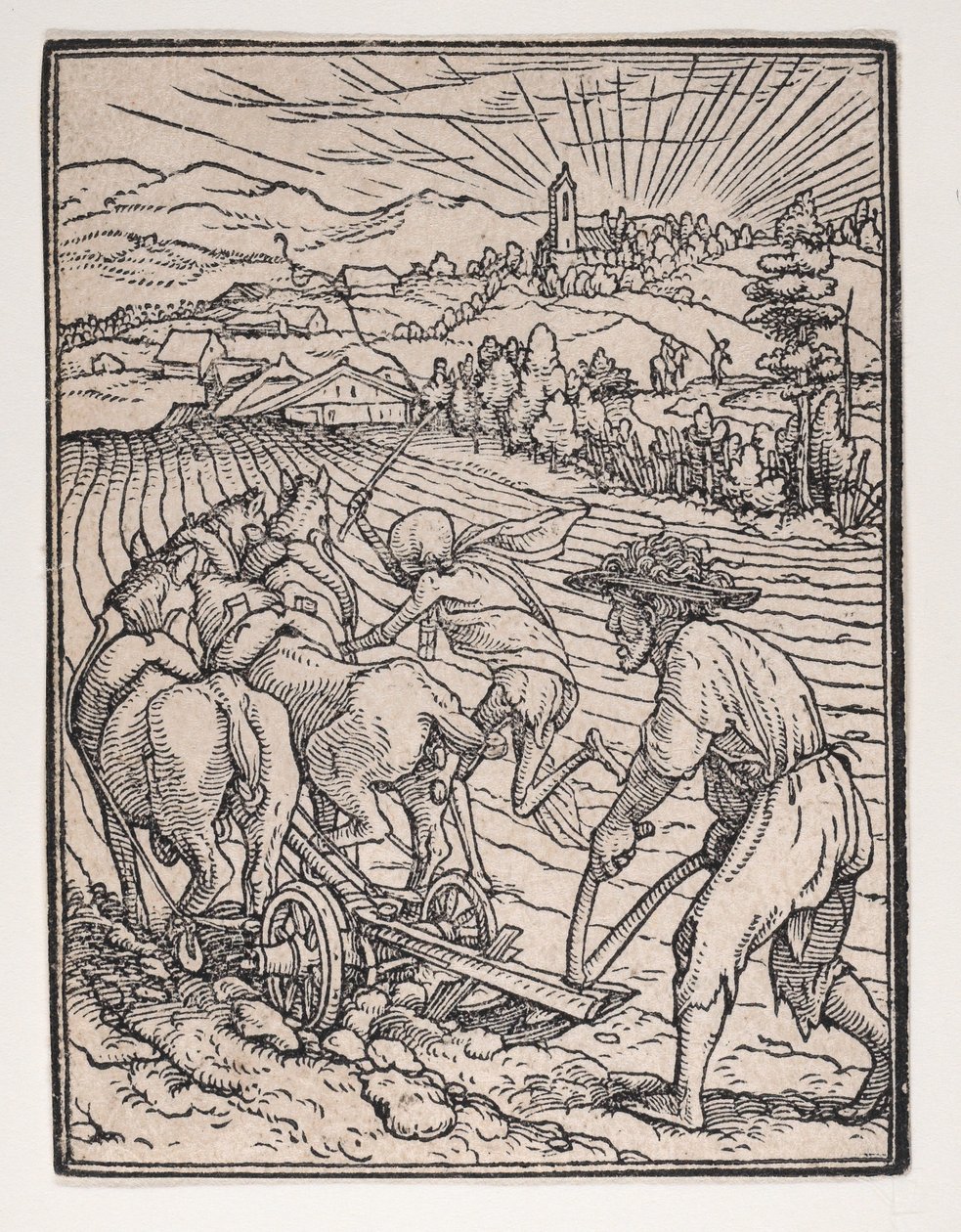 The Dance of Deathの農民またはPloughman、ca。 1526年、1538年に出版。 作： ハンス・リュッツェルバーガー