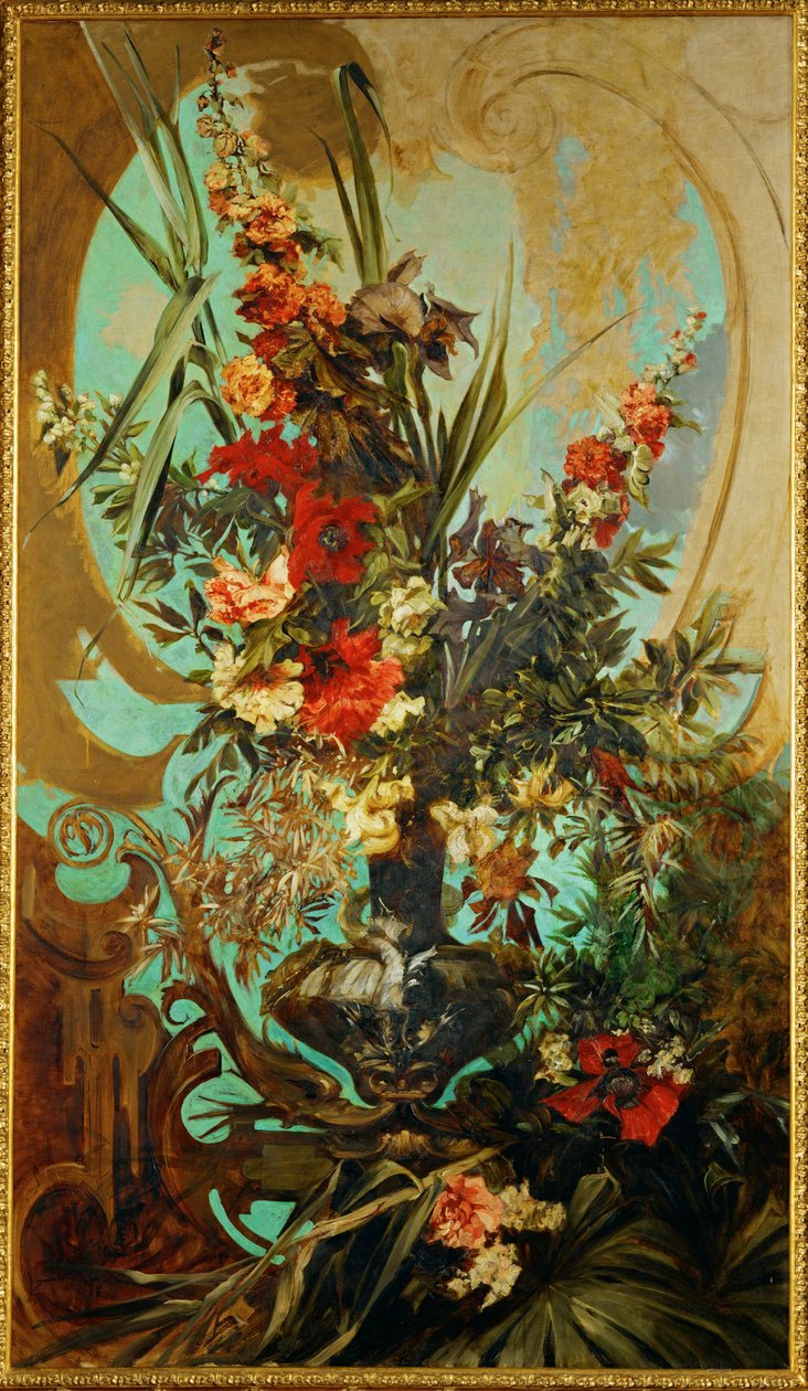 Blumenstueck - 花の静物画... （キャンバスペインティング） 作： ハンス・マカート