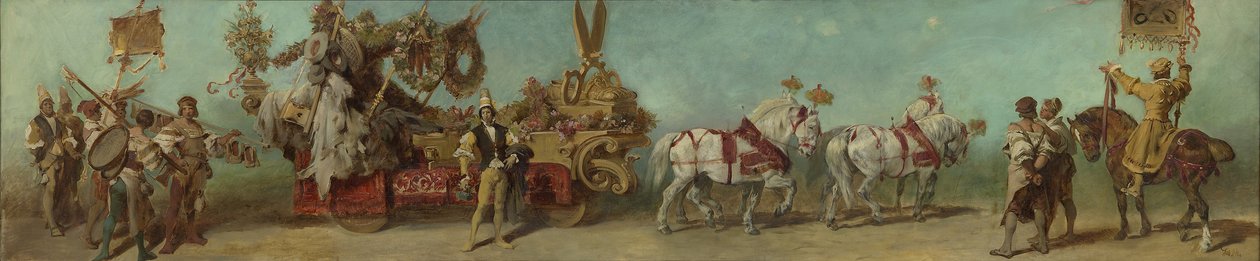 1879年のパレードの草案 - 衣料産業 作： ハンス・マカート