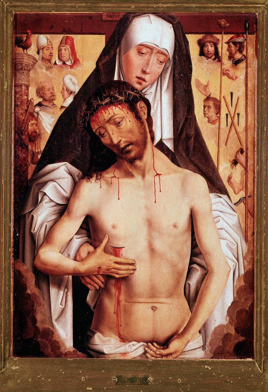 聖母と死んだキリスト 絵画 ハンス・メムリング（1435/40-1494） 1480 Dim 52x36 cm グラナダ、王室礼拝堂 作： ハンス・メムリンク