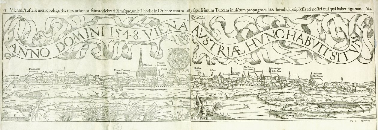 1548年、1550年のウィーンのタウンビュー 作： ハンス・ルドルフ・マヌエルドイツ人